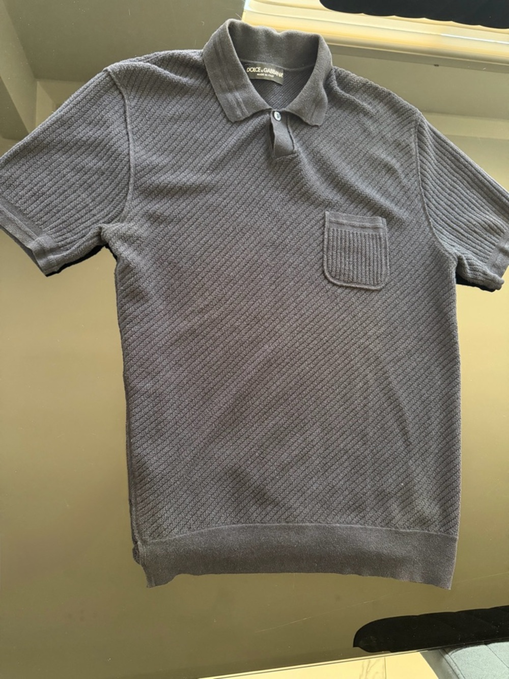 Dolce & Gabbana Men's Charcoal Textured Short-Sleeve Polo
